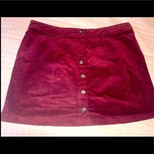 Plus size, red, corduroy mini skirt.